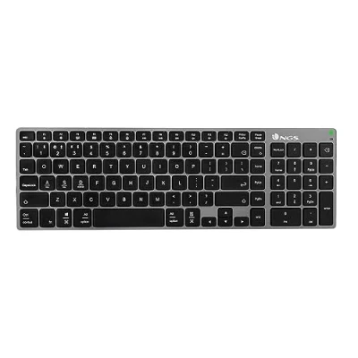 Afbeelding van NGS FORTUNE BT Oplaadbaar draadloos toetsenbord voor meerdere apparaten, Bluetooth 5.0, bereik van 10 meter, Spaanse QWERTY, uitgevoerd in het zwart