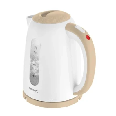 Afbeelding van CONCEPT Hausgeräte RK2331 draadloze kunststof waterkoker, 3D decor, modern design, verkrijgbaar in 6 kleuren, 1,7 l, 2200 W, beige