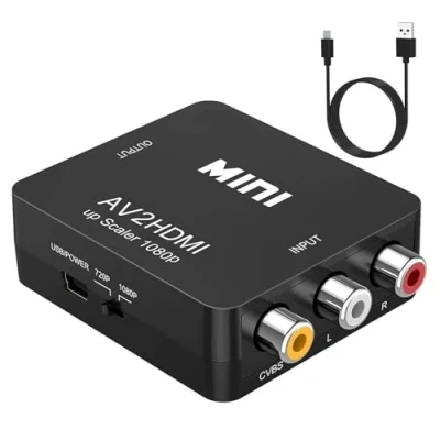Afbeelding van Lerkely RCA naar HDMI video omzetter, AV HDMI, ondersteuning 720 1080P voor camera, Xbox 360, PS1, PS2, WII, N64, Gamecube, Snes, NES, PSP, dvd speler, VHS