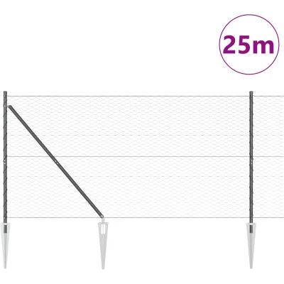 Afbeelding van vidaXL Hekset Set van 2 Grijs Metaal 25 x 1,2 m Duurzaam