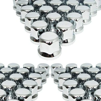 Afbeelding van Promo Link 40 x 32 mm wielmoerdoppen chroom schroeven doppen kunststof SW32 vrachtwagen aanhanger