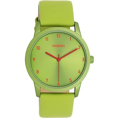 Afbeelding van OOZOO Timepieces groene horloge met leren band C11169