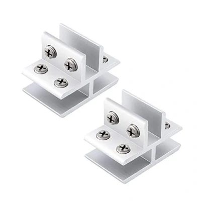 Afbeelding van INCREWAY 2 stuks glasklem, verstelbare T vorm 3 zijden aluminiumlegering glazen plank steunbeugel, klemhouder voor 10 12 mm dikte, 180 graden