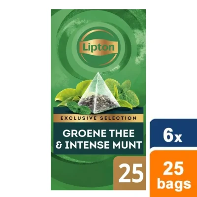 Afbeelding van Lipton Exclusive Selection Groene thee &amp; Intense munt 25 theezakjes Doos 6 stuks
