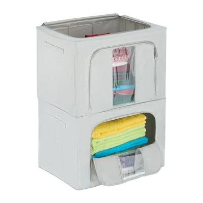 Afbeelding van Relaxdays opbergtas set van 2 met rits 100 l kleding beddengoed onder bed