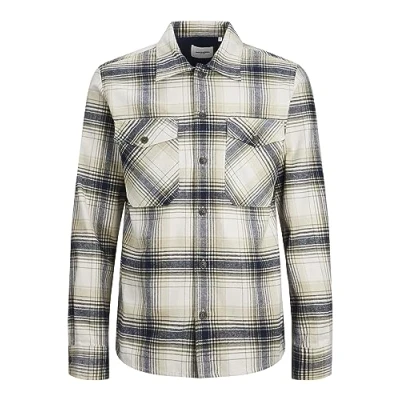 Afbeelding van JACK &amp; JONES ESSENTIALS geruit regular fit overshirt JJEEDDIE beige