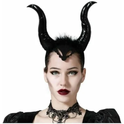 Afbeelding van Halloween/horror verkleed diadeem/tiara grote duivel hoorns  kunststof dames/meisjes Verkleedhoofddeksels