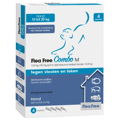 Afbeelding van Flea Free Spot On Combo Hond Medium Anti vlooien en tekenmiddel 4 pip 10 20 Kg