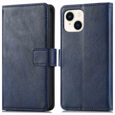 Afbeelding van Apple iPhone 15 Plus Hoesje Kunstleder iMoshion Bookcase Donkerblauw Telefoonhoesje