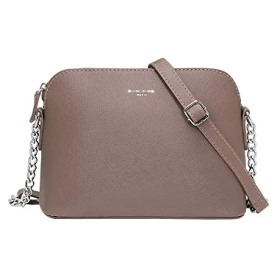 Afbeelding van David Jones Dames Kleine Crossbodytas Ketting Schoudertas Handtas PU Leer Ritssluiting Messenger Tassen Vrouwen Citytas Avondtas Crossover Bag Reis Mode Taupe Bruin
