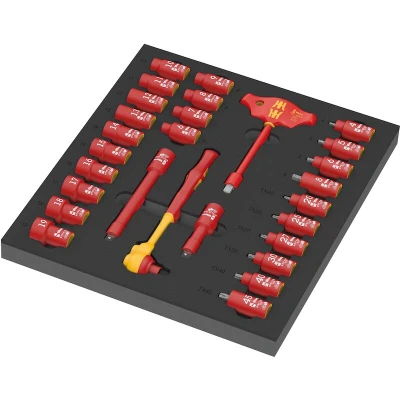 Afbeelding van Wera 9726 Thermovormsponsratel 8007 B VDE Zyklop set 1, 3/8&quot;, 28 delig