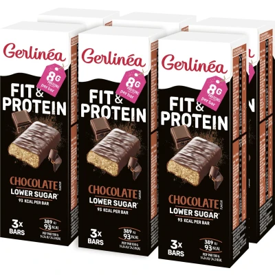 Afbeelding van Gerlinéa Fit&amp;Protein Repen Chocolade 6 x 81 g