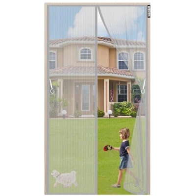 Afbeelding van Magnetisch Vliegengaas Horgordijn Tegen Insecten Automatisch Sluitend, Montage Zonder Boren,voor Balkon, Woonkamer of Terrasdeur 105 x 195 cm Grijs