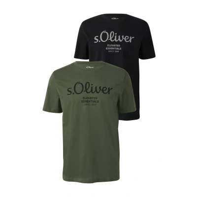 Afbeelding van s.Oliver MIT Kurzarm UND Rundhalsausschnitt IM Doppelpack Tshirt print, Heren, Maat: Small, Schwarz