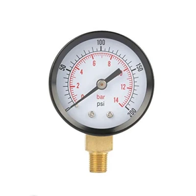 Afbeelding van Manometer Met Dubbele Schaal, Lucht Gas Water Meetapparaat 0 200psi / 14bar 1/8 Inch NPT Vloerbevestiging