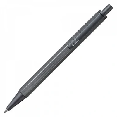 Afbeelding van RHODIA 9372C navulbare balpen ScRipt zeshoekige behuizing van geborsteld aluminium titanium intrekbare punt met hoge precisie 0,7 mm, zwarte inkt collectie