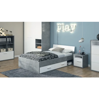 Afbeelding van B Bright Opbergbed Mipiace met laden 90 x 200 cm concrete/white