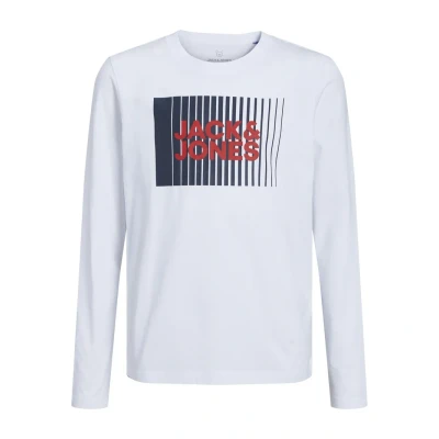 Afbeelding van Jack &amp; Jones Junior Jjecorp LOGO PLAY O NECK Longsleeve voor kinderen, Maat: 152, White