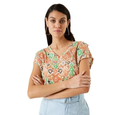 Afbeelding van Garcia Tshirt print, Dames, Maat: Medium, Dusky peach