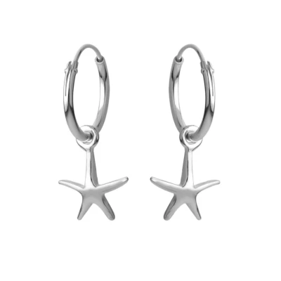 Afbeelding van Zilveren oorbellen Oorring met hanger oorringen hanger, zeester