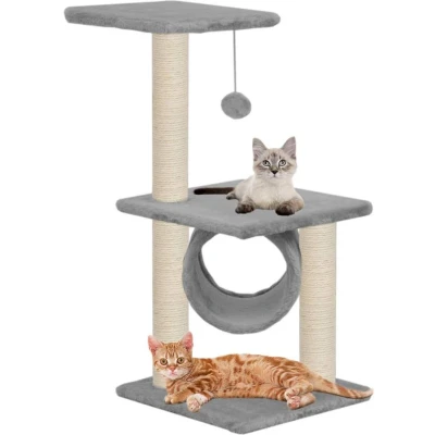 Afbeelding van vidaXL Kattenkrabpaal met sisal krabpalen 65 cm grijs