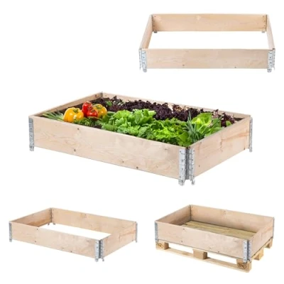 Afbeelding van KADAX Palletframe van hout, stapelbaar houten frame, opzetframe voor tuin, verhoogd bloembed, plantenbak, tuinbed, groentebed, kruidenbed (120 x 80 22,5 cm)