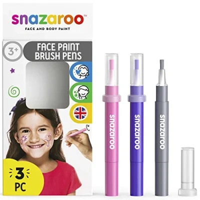 Afbeelding van Snazaroo 1180141 Kinderschmink, schminkpotlood met penseelpunt, 3 kleurenset fantasie, roze/paars/zilver