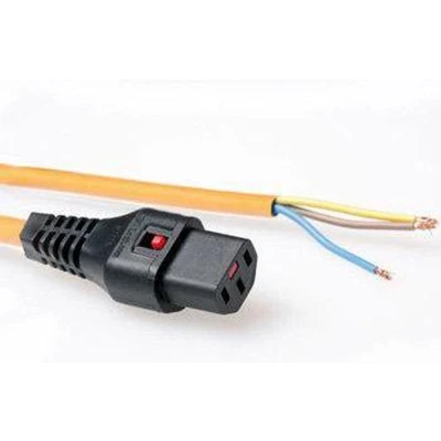 Afbeelding van Iec Lock 230V aansluitkabel C13 afsluitbaar open einde oranje 3,00 m (3 m), Stroomkabel