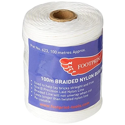 Afbeelding van Footprint Metselaars Lijn 100m Roll Fijn Gevlochten Nylon Gemaakt in Groot Brittannië Wit