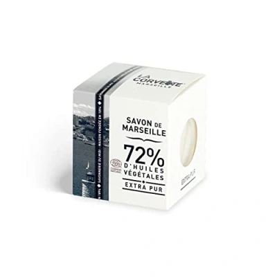 Afbeelding van La Corvette Cube de Savon Marseille Extra Pur 500g in Doos 100% Natuurlijk Zonder Palmolie COSMOS NATURAL Gecertificeerd