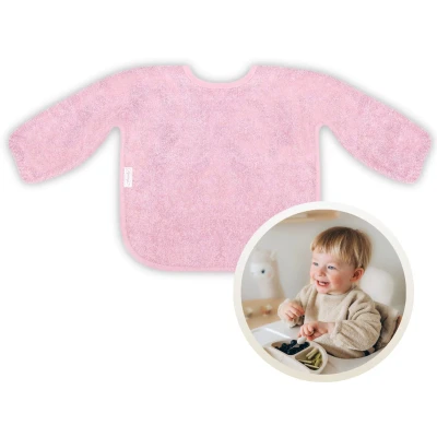 Afbeelding van Funnies Slab met Mouwen Roze Zachte voor Baby’s 100% Katoenen Badstof Makkelijk Wasbaar in de Wasmachine Slabbetjes, Kwijlslab, Schort, Kliederschort, Eet en Speelslab Ideaal Eten, Knutselen Spelen