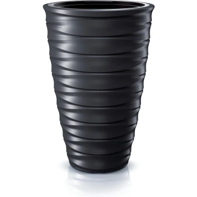 Afbeelding van Prosperplast Plantenpot/bloempot Design Waves buiten/binnen kunststof antraciet 38 x 58 cm Plantenpotten
