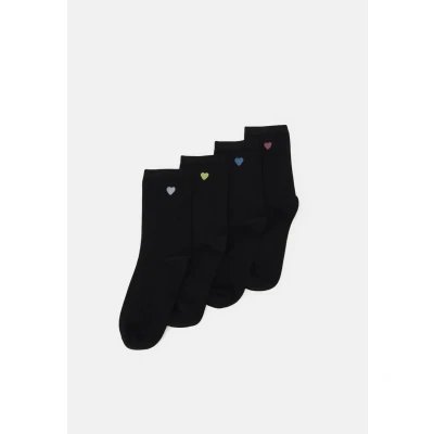 Afbeelding van Lindex SOCK Placed Heart 4PACK Sokken, Dames, Maat: 36 38, Black