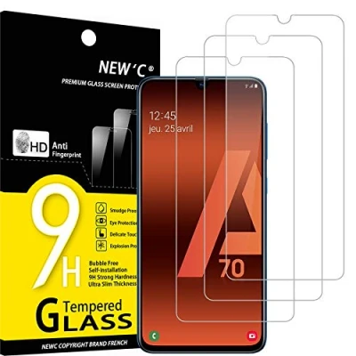 Afbeelding van NEW&#039;C 3 Stuks, Screen Protector voor Samsung Galaxy A70, Gehard Glass Schermbeschermer Film 0.33 mm ultra transparant, resistent