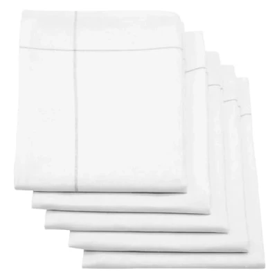 Afbeelding van ZOLLNER set van 5 theedoeken, 45x65 cm, 50% katoen linnen, wit grijs