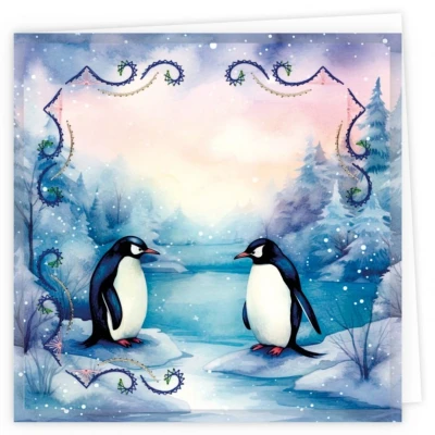 Afbeelding van Stitch and Do Cards 7 Berries Beauties Penguins