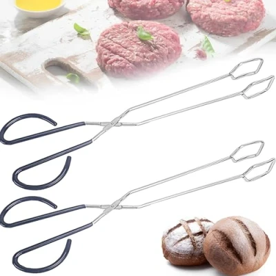 Afbeelding van CINY 2 stuks Barbecue Tangen, Extra Lange Schaar Roestvrijstalen Schaartangen, Koken Keuken Bakken Brood Voedseltang Grilltangen, Broodclip, Koolstoftangen Vuurtangen, Voedseltangen (16 inch)