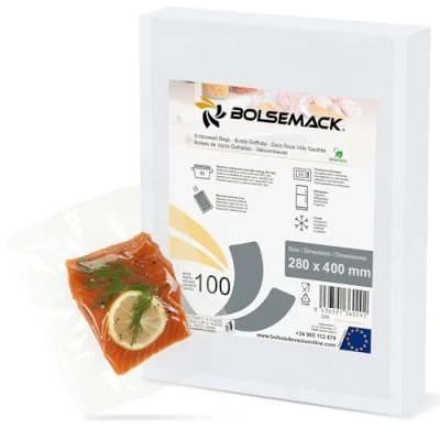 Afbeelding van Vacuümzakken 280 x 400 met reliëf (100 stuks) voor alle soorten huishoudelijke verpakkingsmachines, Foodsaver, Lacor, Fall, Tre Spade enz.