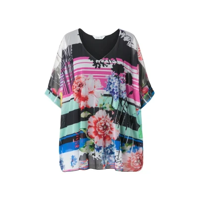 Afbeelding van MIAMODA Blouse blauw / turquoise rosa zwart