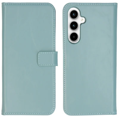 Afbeelding van Samsung Galaxy A35 Hoesje Echt leder Selencia Bookcase Lichtblauw Telefoonhoesje