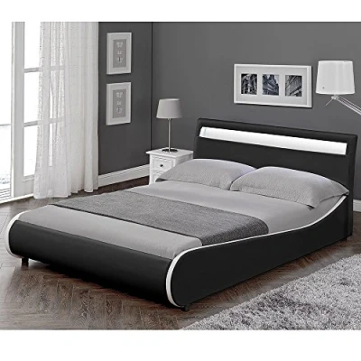 Afbeelding van Valencia LED Bedframe kunstleer 180x200 cm zwart