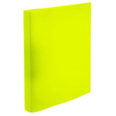 Afbeelding van HERMA 19710 ringband A4 doorschijnend neon geel, smal, 2 ringen, stevige kunststof, 25 mm breed, transparante voor school en kantoor, kinderen, jongens meisjes