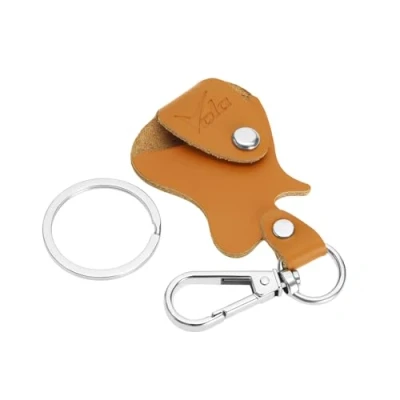 Afbeelding van Vola plectrumhouder houder lederen sleutelhanger plectrumkoffer tas plectrums opslag, bruin