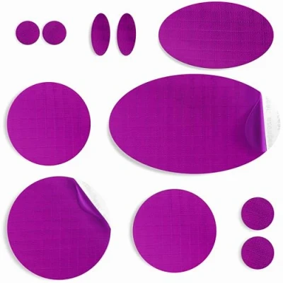 Afbeelding van aZengear Donsjack reparatiepatches Pre cut, zelfklevend, zacht, waterdicht, scheurvast nylon stof om gaten in kleding, slaapzakken, skibroek (11 stuks, Donkerpaars) te bevestigen
