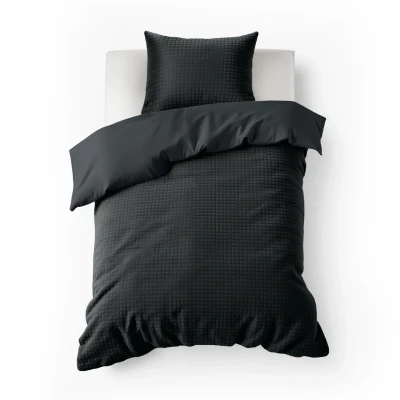 Afbeelding van Sleeptime Check Teddy Dekbedovertrek Tweepersoons 200X200/220 + 2 x kussenslopen 60x70 Antraciet