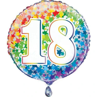 Afbeelding van Sterren van de regenboog Number 18 Ronde Folie Ballon 18&quot; Verpakte