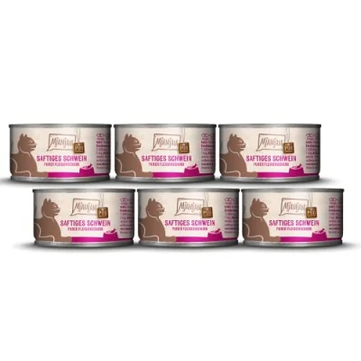 Afbeelding van MjAMjAM Premium natvoer voor katten puur vleesgenot sappig varken, pak van 6 (6 x 100 g), graanvrij met extra vlees