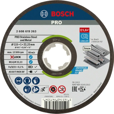 Afbeelding van Bosch Doorslijpschijf x Lock (Expert for Inox + Metal) 115 1 22,2 MM RVS / Metaal