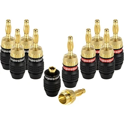 Afbeelding van Poppstar 10x High End Bananenstekker (beschermd), voor Luidsprekerkabel (tot 6 mm²), Speakers, Luidspreker, AV Receiver, 24k Verguld (5x zwart, 5x rood)