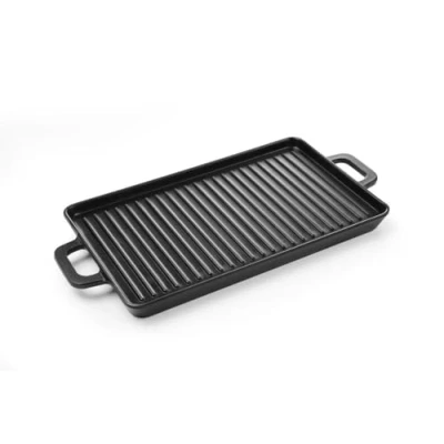 Afbeelding van HENDI Mini serveerplank, grillpan look, Little Chef, voor het presenteren en serveren van voedsel, niet geschikt de oven of magnetron, serveerschaal, 320x162x(H)20mm, melamine, zwart